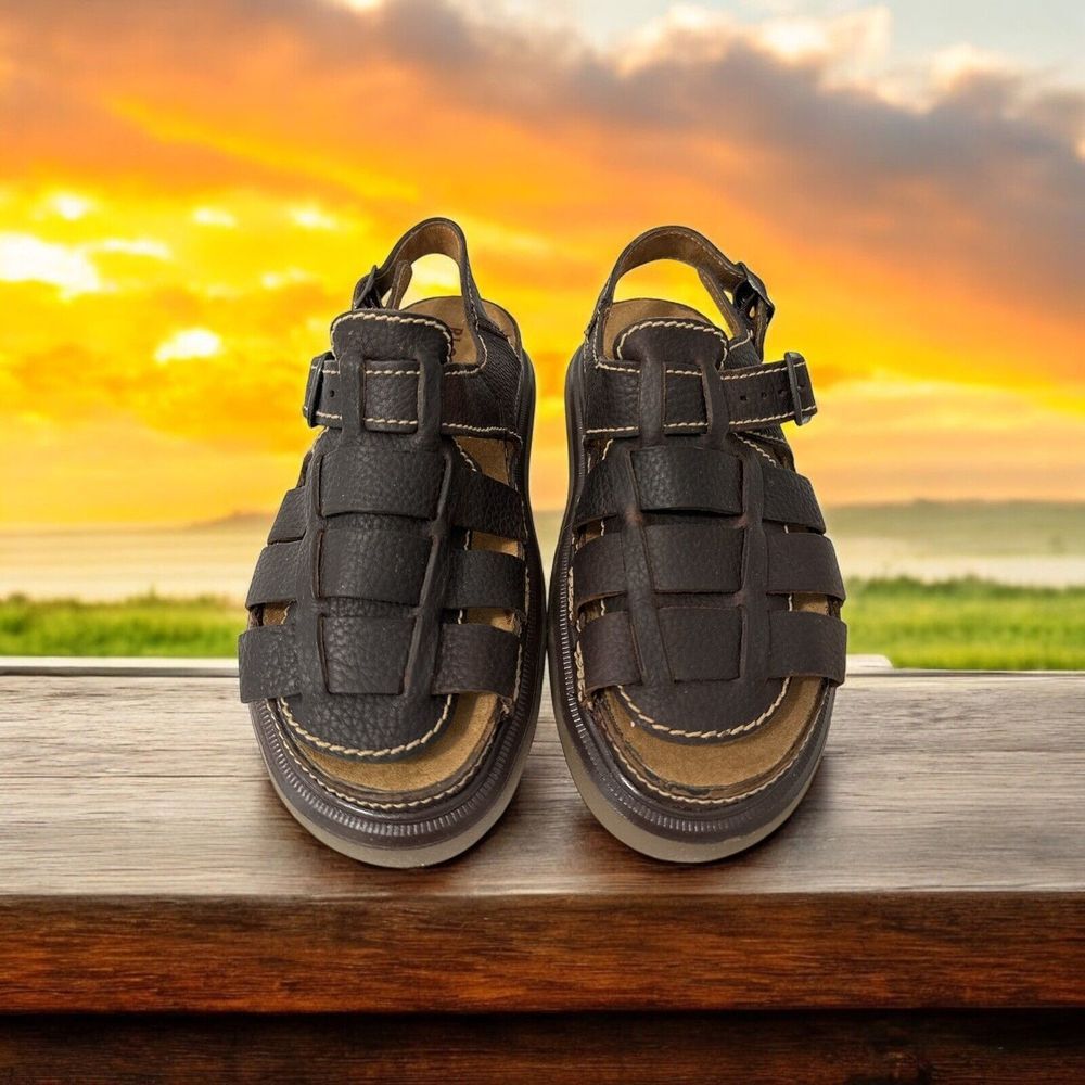 RJ Colt Mens Leather Sandals Brown Riverhead Open Toe‎ Outdoors Chunky Sz 11M